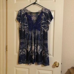 Blue Patterned Blouse